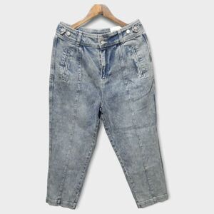 SO Vintage Inspired Super High Rise Straight Pleated Blue Jeans Size 15/32W